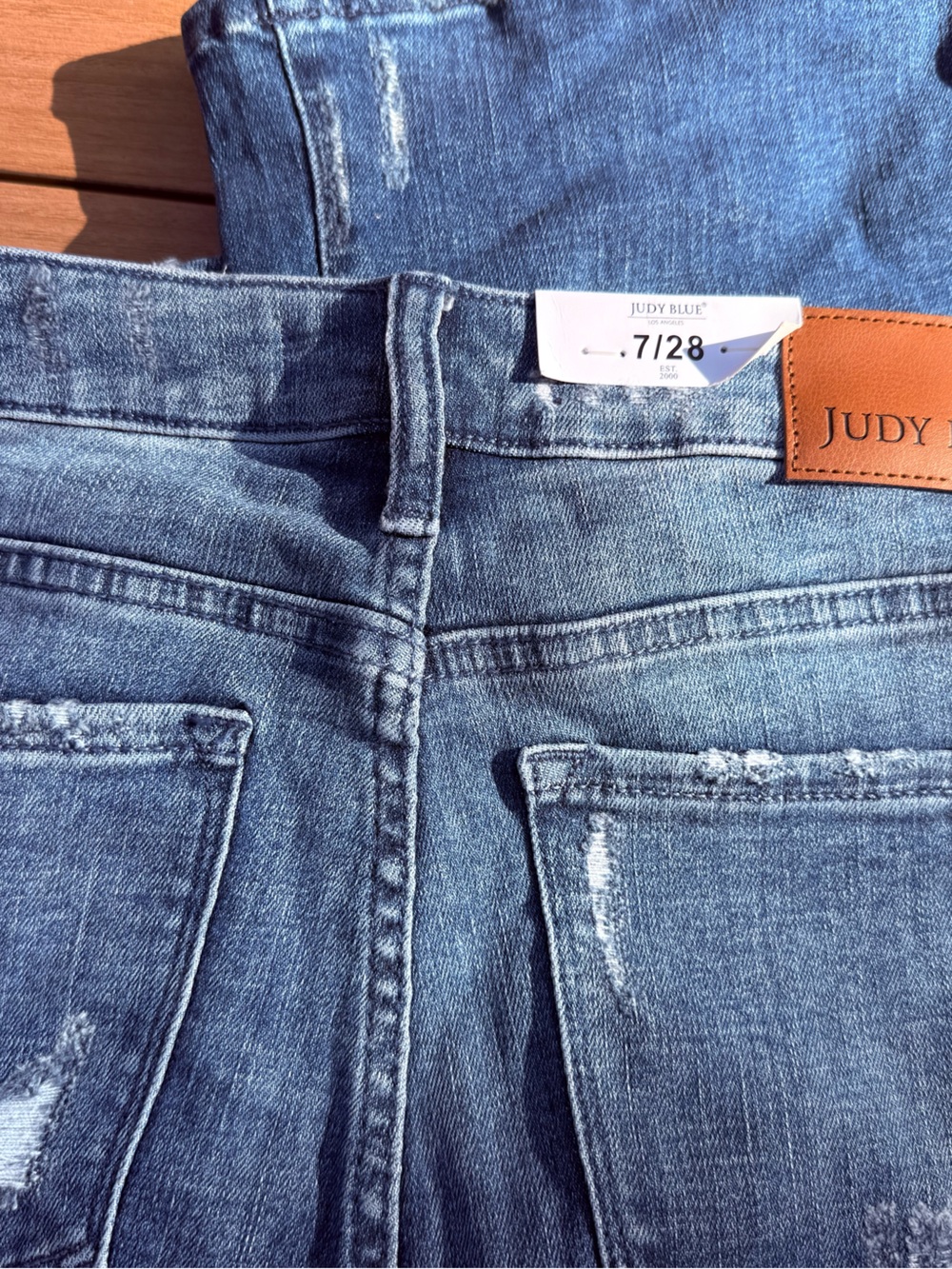 Judy Blue Women's Blue Flare Jeans with Distressed Detail - Picture 8 of 13